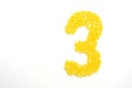 Number three made from banana candy Royalty Free Stock Photo