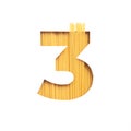 Number three made of spaghetti and white cut paper in shape of third numeral. Typeface of pasta. Italian food