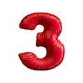 Number 3 three of red balloons on a white background. Royalty Free Stock Photo