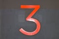 The number three on a concrete background Royalty Free Stock Photo