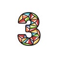 Number three shiny logo design