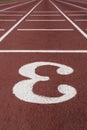 Number three signpost in a athletic running track Royalty Free Stock Photo