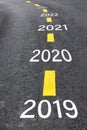 Number of 2019 to 2023 on asphalt road surface Royalty Free Stock Photo
