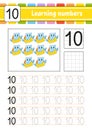 Number 10. Trace and write. Handwriting practice. Learning numbers for kids. Education developing worksheet. Activity page. Game