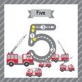 Number 5 transportation tracing flash card Royalty Free Stock Photo