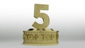 Number 5 trophy on white background.3D illustration