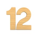 Number twelve on white background. Isolated 3D illustration