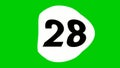 Number 28 twenty eight cartoon animation on White sphere green screen background