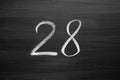 number twenty eight enumeration written with a chalk