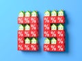 Number Twenty Five With Miniature Houses And Red Percentage Blocks. Royalty Free Stock Photo