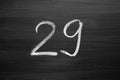 Number twenty nine enumeration written with a chalk Royalty Free Stock Photo