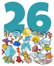 Number twenty six and cartoon fish group