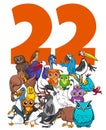 Number twenty two and cartoon birds group