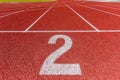 Number two on athletics running track Royalty Free Stock Photo