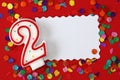 Number two birthday candle Royalty Free Stock Photo