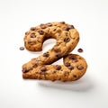 Number Two Chocolate Chip Cookies On White Background