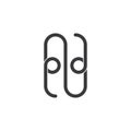 Number two letter z paper clip line design logo vector