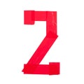 Number two made from red scotch tape on a white background Royalty Free Stock Photo