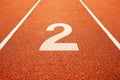 Number two on running track Royalty Free Stock Photo