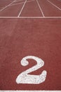 Number two signpost in an athletic running track Royalty Free Stock Photo