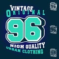 Number 96 vintage t shirt print stamp design