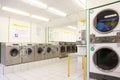 Number of washing machines in empty public laundry Royalty Free Stock Photo