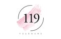 Number 119 Watercolor Stroke Logo Design with Circular Brush Pattern Royalty Free Stock Photo