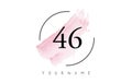 Number 46 Watercolor Stroke Logo Design with Circular Brush Pattern Royalty Free Stock Photo