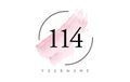 Number 114 Watercolor Stroke Logo Design with Circular Brush Pattern