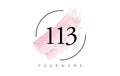 Number 113 Watercolor Stroke Logo Design with Circular Brush Pattern