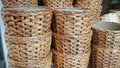 a number of wicker baskets, the concept of ecology and plastic rejection Royalty Free Stock Photo