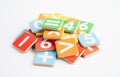 Number wood block cubes for learning Mathematic, education math concept Royalty Free Stock Photo
