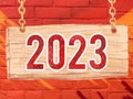 2023 Number On Wood Board With Beautiful Wall Background.