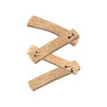 Number 3 wood board font. Three symbol plank and nails alphabet.