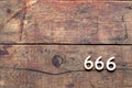 666 Number On Wood