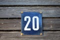 number 20 on a wooden wall