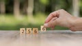 Number 2566 word Written With wood Blocks On table nature background