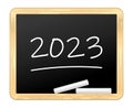 2023. Number written in chalk on a school board. Vector icon.