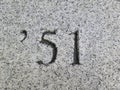 the number 51 or year engraved or etched on marble Royalty Free Stock Photo