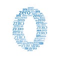 Number zero blue formed with text letters