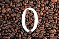 Number zero on coffee bean background concept Royalty Free Stock Photo