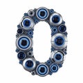 Number zero with futuristic eye design with transparent background Royalty Free Stock Photo