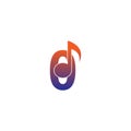 Number zero logo icon with musical note design symbol template Royalty Free Stock Photo