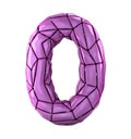 Number 0 zero in low poly style pink color isolated on white background. 3d Royalty Free Stock Photo
