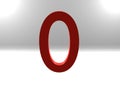 Number zero red color on white background Royalty Free Stock Photo