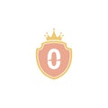 Number zero with shield icon logo design illustration Royalty Free Stock Photo