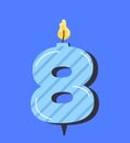 Numbered birthday candle 8 vector concept