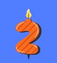 Numbered birthday candle 2 vector concept