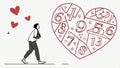 Numbered heart puzzle, counting love pieces, numerical affection, and heart puzzle. Vector Design, Generative AI