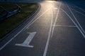 Numbered Lanes of a Track and Field Starting Point Royalty Free Stock Photo